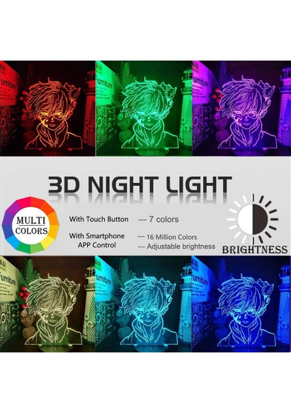 B Shoto Todoroki Için Şekil 3D LED Gece Işığı - Ateş (Yurt Dışından) fiyatları