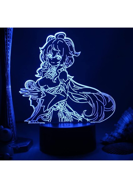 Clyartps-Anime Genshin Impact Keqing 3D Night Lamp Ebeveyn (Yurt Dışından)