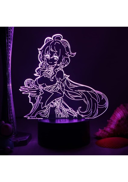 Clyartps-Anime Genshin Impact Keqing 3D Night Lamp Ebeveyn (Yurt Dışından)