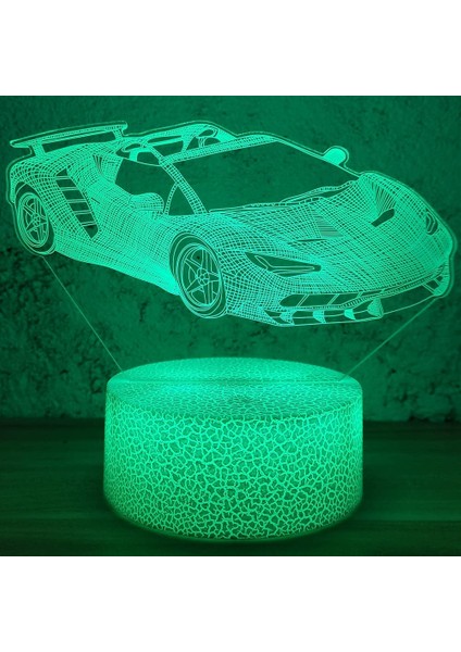 Çocuklar Için Kedi Hediye Kedi 3D Gece Lambası, 7 Co Spor Araba (Yurt Dışından)