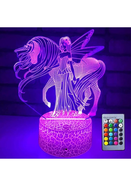Çocuk Yatak Odası Için 3D Unicorn Gece Lambası, 16 Renk Ebeveyn (Yurt Dışından)