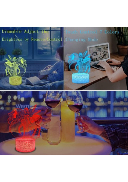Çocuk Yatak Odası Için 3D Unicorn Gece Lambası, 16 Renk Ebeveyn (Yurt Dışından)