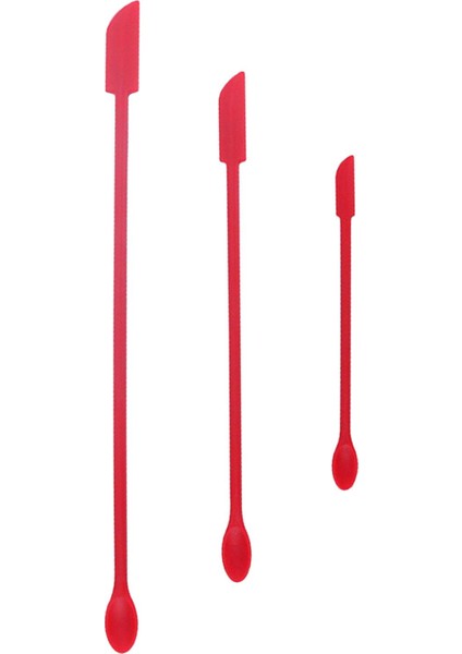 3 Adet Mini Silikon Spatula Seti Minik Spatula Mini Kavanoz Sıyırıcı Makyaj Kırmızısı (Yurt Dışından)