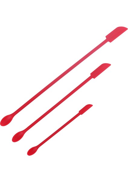 3 Adet Mini Silikon Spatula Seti Minik Spatula Mini Kavanoz Sıyırıcı Makyaj Kırmızısı (Yurt Dışından)