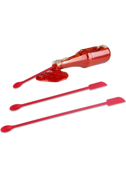 3 Adet Mini Silikon Spatula Seti Minik Spatula Mini Kavanoz Sıyırıcı Makyaj Kırmızısı (Yurt Dışından)