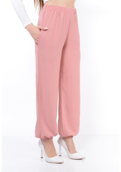 Kadın Beli Lastikli Şalvar Pantolon Toz Pembe indirimleri