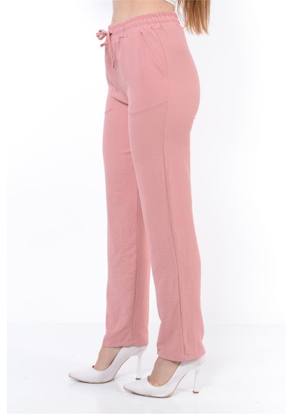Kadın Beli Lastikli Aerobin Pantolon Toz Pembe indirimleri