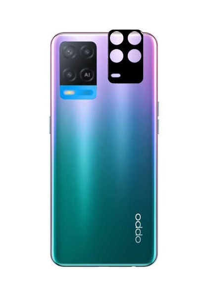 Oppo A54 4g ile Uyumlu 3D Kamera Lens Koruma Z-Panoply Tam Kaplayan Kamera Koruma Siyah