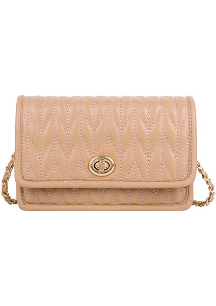 Zincir Moda Basit Doku Küçük Kare Çanta Tek Omuz Messenger Çanta (Yurt Dışından)