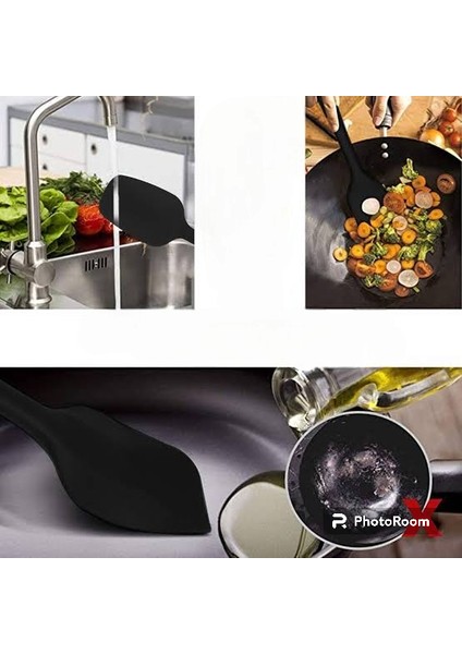 Büyük Boy Silikon Yassı Kaşık 3lü Set