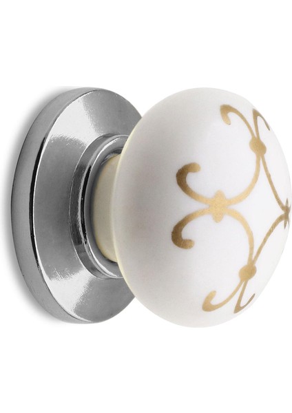 Mobilya Çekmece Dolap Kapak Kulpu Kulbu Beyaz Krom Desenli Polimer Kulp