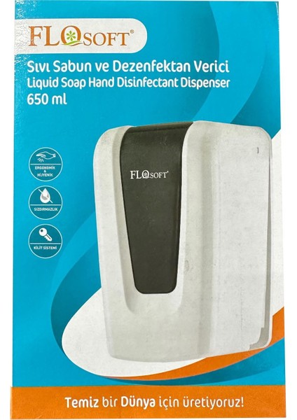 Hazneli Sıvı Sabunluk - Sıvı Sabun Dispenseri - Sıvı Sabun Aparatı - 650 Ml. - Beyaz