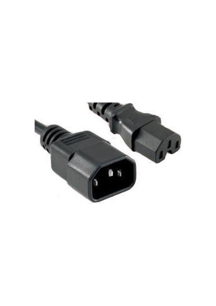 3x0.75 mm C14 - C15 Oluklu Power Çevirici Kablo 1.5 Metre