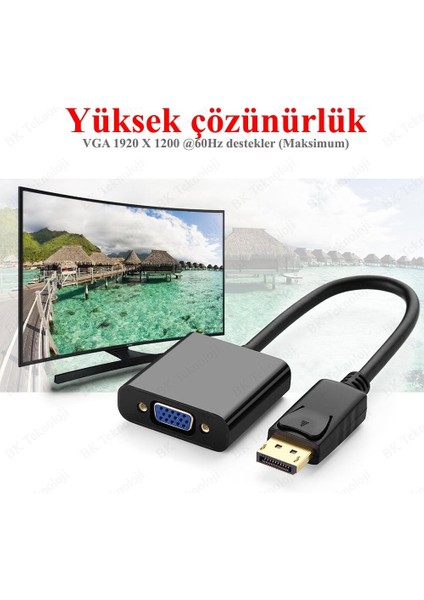 Güven Sitem Dısplay Port To VGA Çevirici Dönüştürücü Adapter