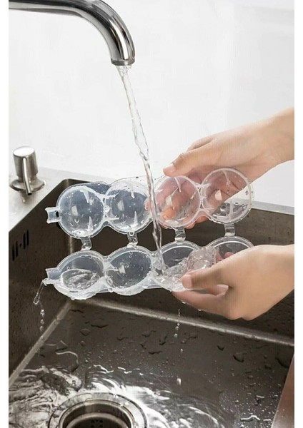 2 Adet 4'lü Küre Buz Topu Kalıbı - Yuvarlak Buzluk modelleri