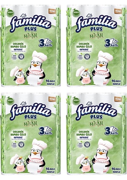 Plus Natural Havlu 16 Adet x 4
