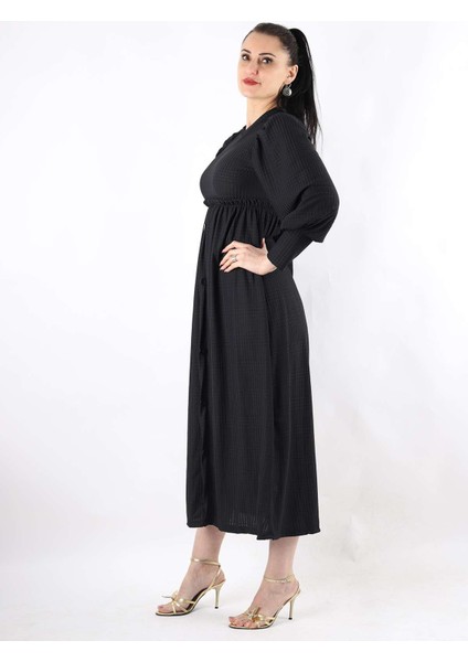 Önden Düğme Detaylı Elbise Siyah modelleri