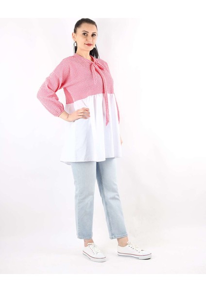 Gofre Desen Bağcıklı Tunik Fuşya fırsatları