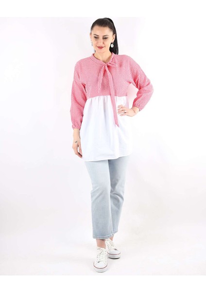 Gofre Desen Bağcıklı Tunik Fuşya indirimleri