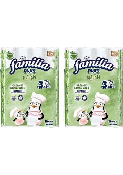Plus Natural Havlu 16 Adet x 2