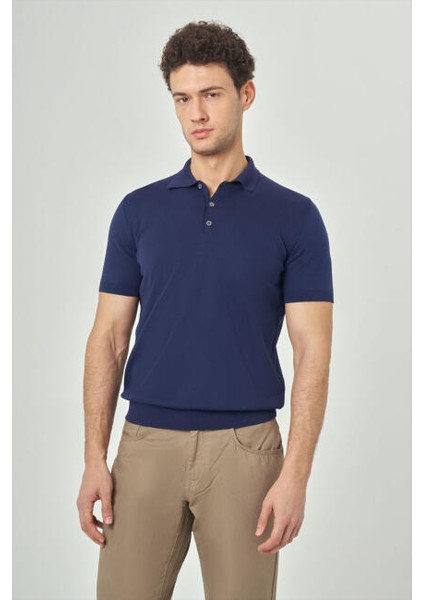 Basic Polo Yaka Lacivert Triko Erkek T-Shirt TR23Y23106_39