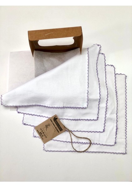 Çift Katlı Oyalı Pamuklu 5'li Bebek Bakım Mendili (22X22 Cm) modelleri