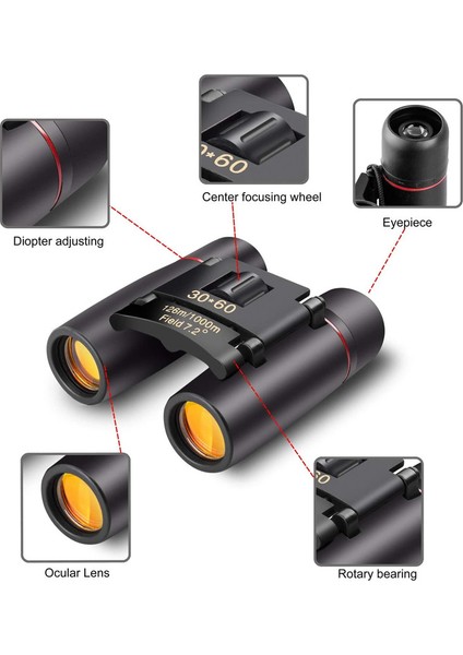 1 Adet Küçük Dürbün Kompakt Yetişkinler Çocuklar İçin Mini Dürbün Siyah 30 X 60 (Yurt Dışından) modelleri