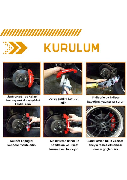 Sarı Brembo Kapartmalı Kaliper Kapağı 4'lü Set