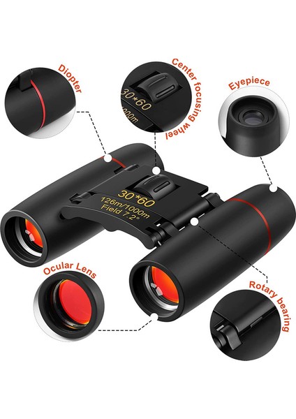 2 Adet Mini Kompakt Dürbün Taşınabilir Cep Katlanabilir Su Geçirmez Sis Geçirmez Kırmızı Film 30 X 60 (Yurt Dışından) modelleri