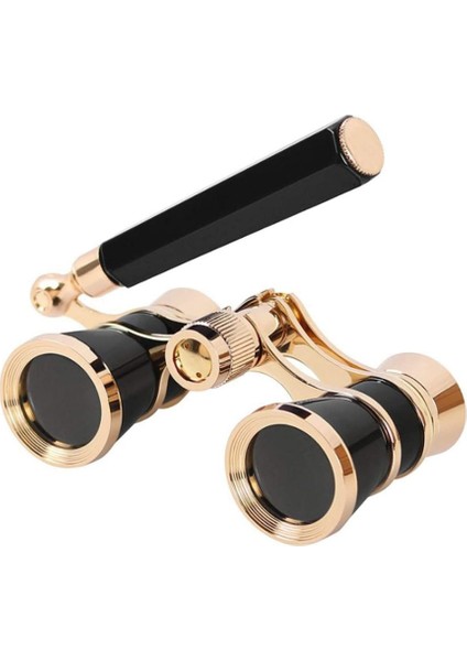 1 Adet Opera Gözlük Dürbünleri Tiyatro Gözlükleri Mini Dürbün Kompakt Saplı Siyah Altın 3x25 Cm (Yurt Dışından)