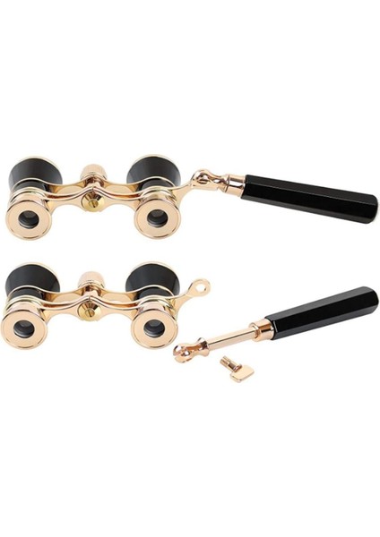 1 Adet Opera Gözlük Dürbünleri Tiyatro Gözlükleri Mini Dürbün Kompakt Saplı Siyah Altın 3x25 Cm (Yurt Dışından) modelleri