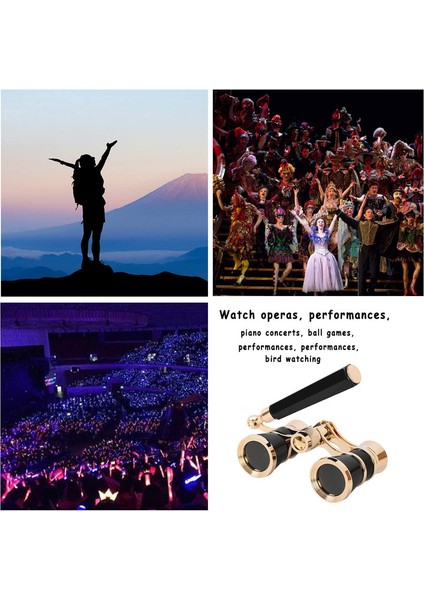 1 Adet Opera Gözlük Dürbünleri Tiyatro Gözlükleri Mini Dürbün Kompakt Saplı Siyah Altın 3x25 Cm (Yurt Dışından) indirimleri