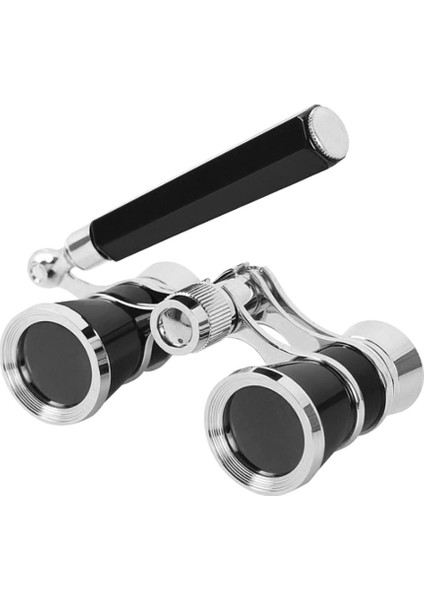 1 Adet Opera Gözlük Dürbünleri Tiyatro Gözlükleri Mini Dürbün Kompakt Saplı Gümüş Siyah 3x25 Cm (Yurt Dışından)