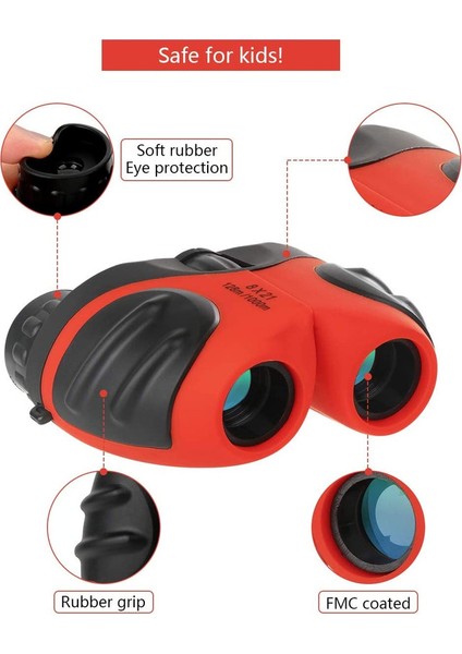 1pc Çocuk Dürbünleri Kompakt Çocuk Dürbünleri Hedıyelık Kırmızı 8x21 Cm (Yurt Dışından) fiyatları