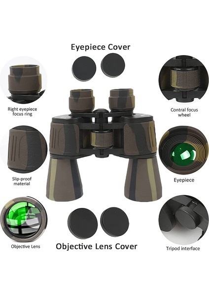 1 Adet Düşük Işıkta Gece Görüşlü Yüksek Güçlü Askeri Dürbün Kahve Kamuflajı 20x50 Cm(Yurt Dışından) fiyatları