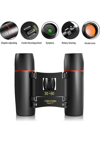 1 Adet Dürbün Küçük Kompakt Hafif Dürbün Su Geçirmez Hafif Küçük Dürbün Siyah 30x60 (Yurt Dışından) modelleri