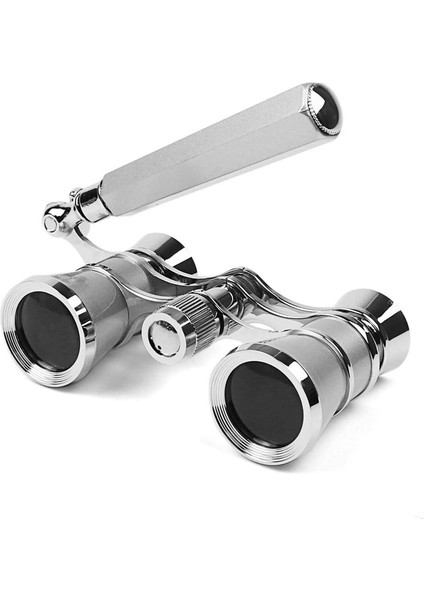 1 Adet Gözlük Dürbünü Mini Dürbün Kompakt Hafif Katlanabilir Saplı Gümüş 3x25 Cm (Yurt Dışından)