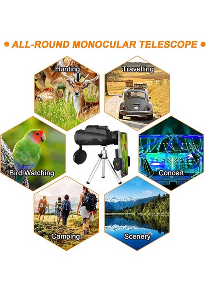 1pc Teleskop Monoküler Gece Görüşü Teleskopik Braketli Ve Üniversal Klipsli Siyah 40x60 (Yurt Dışından) modelleri