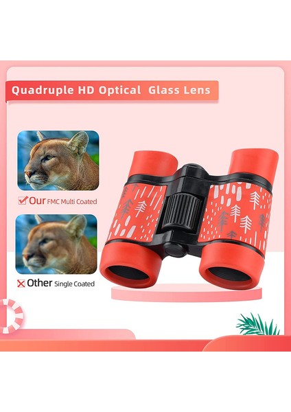 1 Adet Çocuklar İçin Dürbün Yüksek Çözünürlüklü Su Geçirmez Optik Dürbün 4x30 Cm Kırmızı Desenli (Yurt Dışından) fırsatları