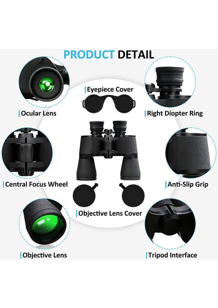 1pc Yüksek Güçlü Dürbün Düşük Işıkta Net Görüş Sağlayan Kompakt Dürbün Su Geçirmez Siyah 20x50 Cm(Yurt Dışından) fiyatları