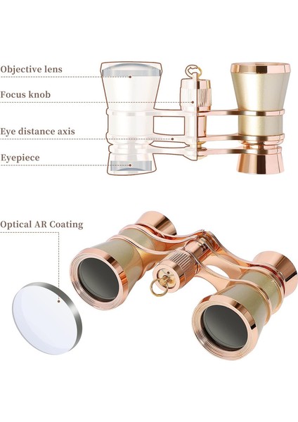 1 Adet Tiyatro Gözlükleri Opera Dürbünü Zincirli Dürbün Görüş Dürbünü Altın 3x25 Cm (Yurt Dışından) fiyatları