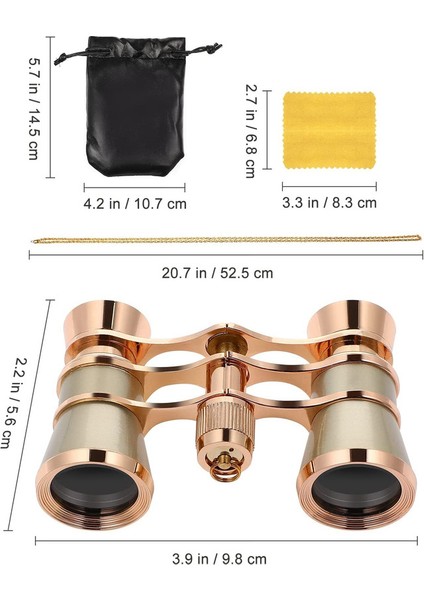 1 Adet Tiyatro Gözlükleri Opera Dürbünü Zincirli Dürbün Görüş Dürbünü Altın 3x25 Cm (Yurt Dışından) modelleri