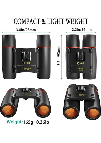 1 Adet Çocuklar Ve Yetişkinler İçin Mini Kompakt Dürbün Taşınabilir Cep Katlanabilir Dürbün Siyah 30x60 (Yurt Dışından) modelleri