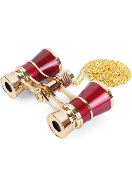 1 Adet Opera Gözlük Dürbünleri Tiyatro Gözlükleri Mini Dürbün Kompakt Kırmızı Zincirli 3x25 Cm (Yurt Dışından)