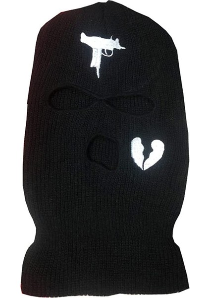 Işlemeli Kayak Maskesi (Siyah 56-58 Cm) (Yurt Dışından)