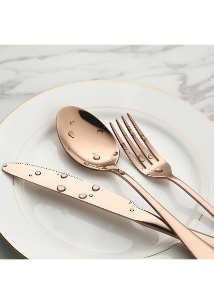 20 Adet Paslanmaz Çelik Ayna Çatal Bıçak Seti 4 Kişilik Pembe Altın (Yurt Dışından) modelleri