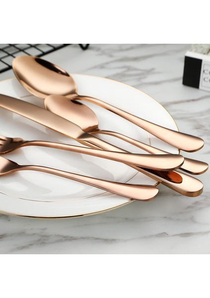 20 Adet Paslanmaz Çelik Ayna Çatal Bıçak Seti 4 Kişilik Pembe Altın (Yurt Dışından) fırsatları