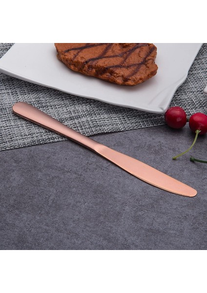 40 Adet Paslanmaz Çelik Ayna Çatal Bıçak Seti 8 Kişilik (Parlak Gül Altın) (Yurt Dışından) modelleri