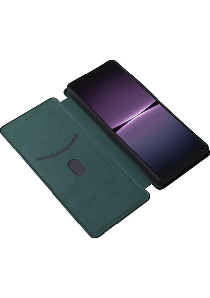 Sony Xperia 1 V Stand Pu Deri Telefon Kılıfı Karbon Fiber Doku Kartı Tutucu Telefon Kapağı (Yurt Dışından)