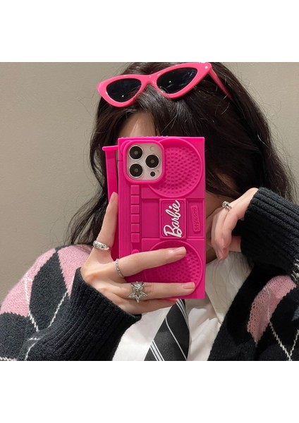Barbie Hoparlör iPhone 14 Kabuk Kawaii Karikatür Anime Telefon Kılıfı Yaratıcı Silikon Yumuşak Koruyucu Kılıf Smartphone Aksesuar (Yurt Dışından)